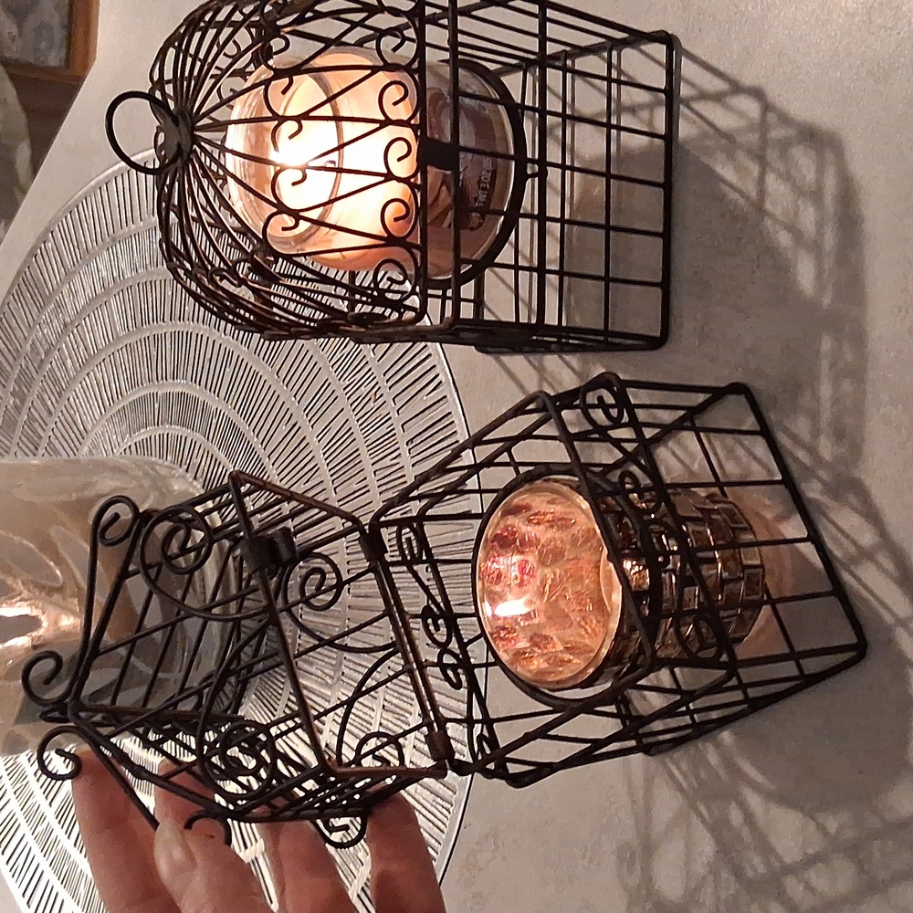 Metal Scroll Work Votive Holder Set - Picture 2 of 4